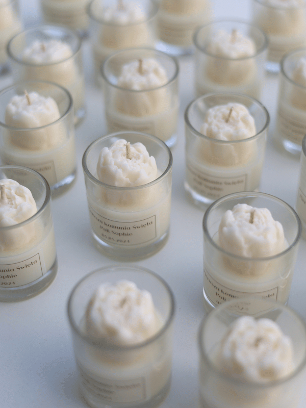 Świeca w szkle + mini piwonia